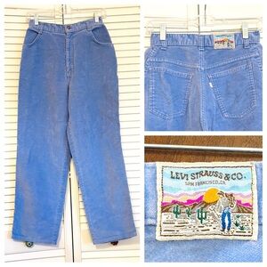 Vintage Women's Levi's White Tab Corduroy Mom Fit Pants Jeans Western Cowgirl